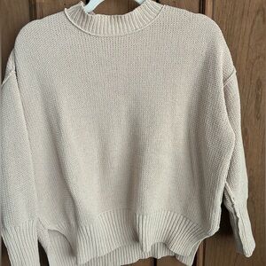 Bluenotes Beige Oversized Knit Crewneck Sweater